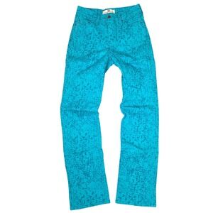 Levi's 512 Womens Perfectly Slimming Straight Leg Aqua‎ Splatter Jeans 28x32